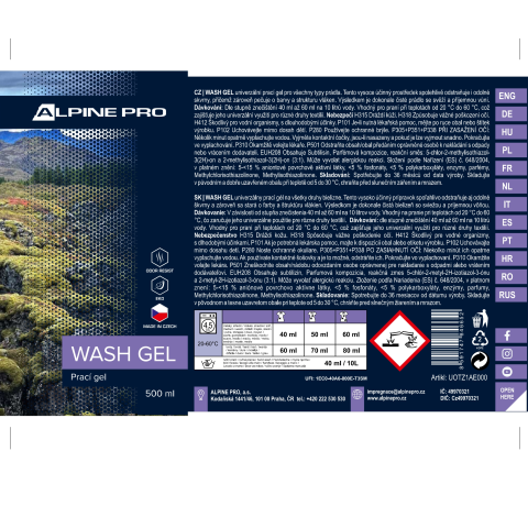 ALPINE PRO - ALPINE PRO - WASH GEL 500 ML PRACÍ GÉL NA OUTDOOROVÉ A FUNKČNÉ OBLEČENIE