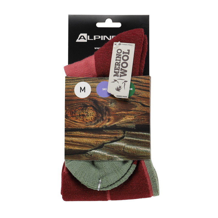 ALPINE PRO - RODE PONOŽKY Z MERINO VLNY